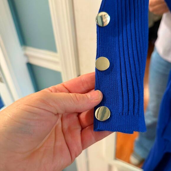 Ashley Stewart Sodalite Blue Rib Knit Midi Dress 14/16 NWT Belted - Picture 3 of 8